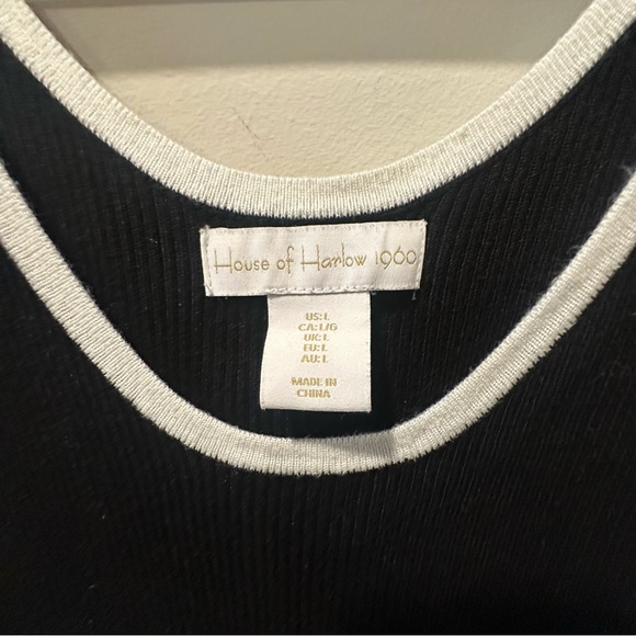 House of Harlow 1960 Ribbed Knit Cutout Black and White Dress - Picture 3 of 4